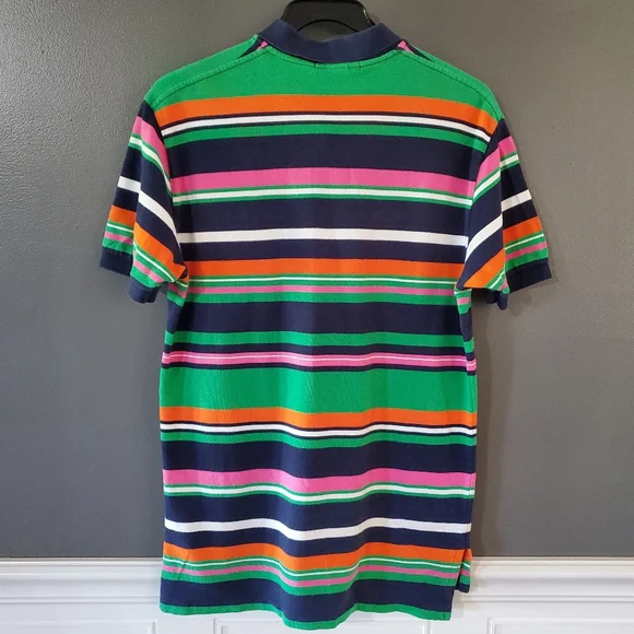 POLO RALPH LAUREN Vtg Y2K Multicolor Striped Polo M - Picture 3 of 6